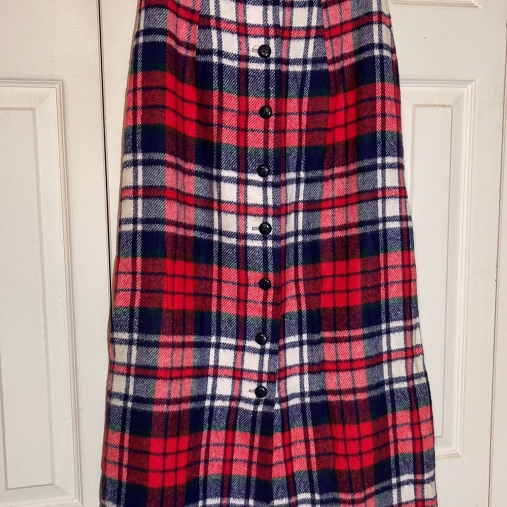 Vintage 1960s or 1970s Handmade Plaid Wool Maxi Skirt Tiny Waist - Picture 5 of 14